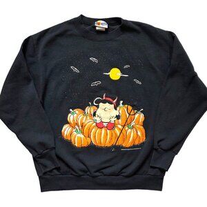 Vintage Peanuts Crewneck Women XL Black Halloween Lucy 1990's Sweatshirt